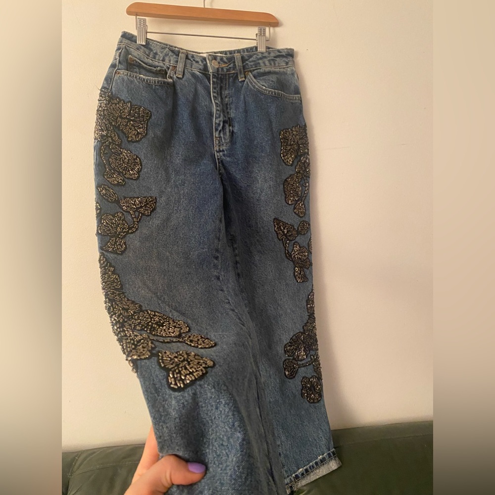 Top shop mom jeans with beading